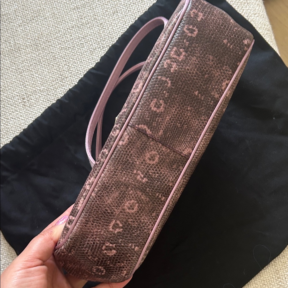 Prada Mauve Pink Leather Shoulder Bag with Python-Effect Panel - Picture 8 of 8